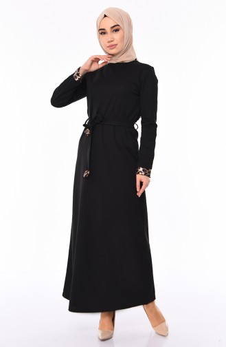 Schwarz Hijab Kleider 4030-01