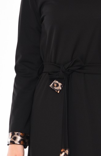 Kuşaklı Elbise 4030-01 Siyah