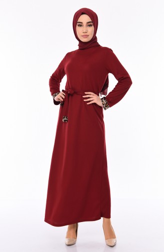 Claret Red Hijab Dress 4030-03