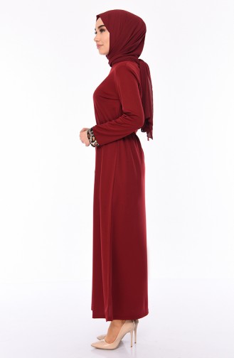 Claret Red Hijab Dress 4030-03