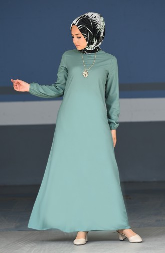 Unreife Mandelgrün Hijab Kleider 2521-01