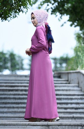 Robe Viscose Manches  Élastique 2521-02 Rose Pâle 2521-02