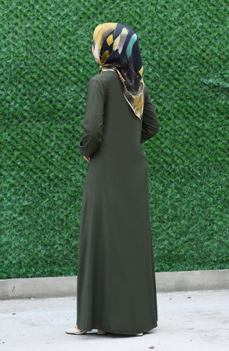 Dark Green Hijab Dress 2521-07