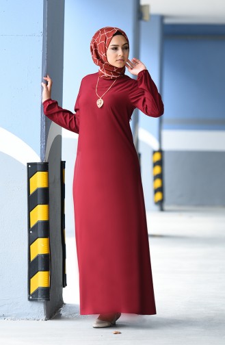 Weinrot Hijab Kleider 2521-14