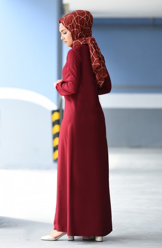 Claret Red Hijab Dress 2521-14