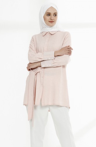 Çizgili Pamuk Tunik 9009-04 Pembe 9009-04