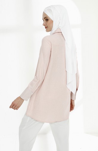 Çizgili Pamuk Tunik 9009-04 Pembe