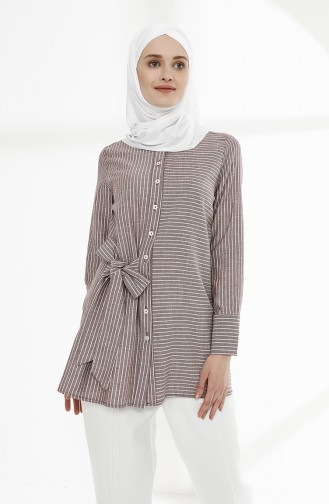 Striped Cotton Tunic 9009-06 Bordeaux 9009-06