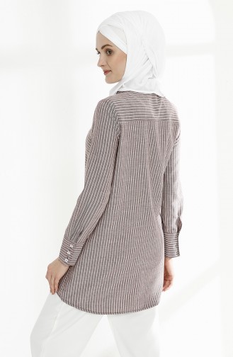 Çizgili Pamuk Tunik 9009-06 Bordo