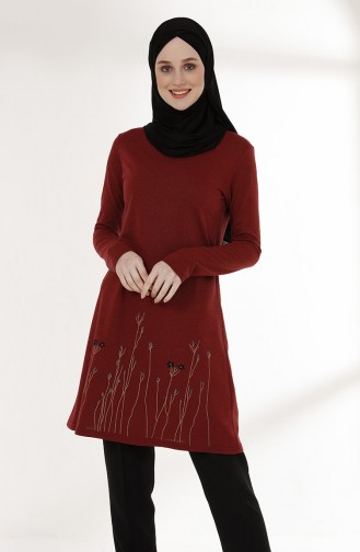 TUBANUR Embroidered Tunic 3050-03 Claret Red 3050-03