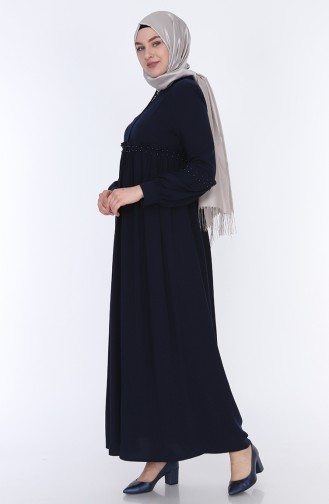 Abaya Froncée Pour L´été 5928-02 Bleu Marine 5928-02