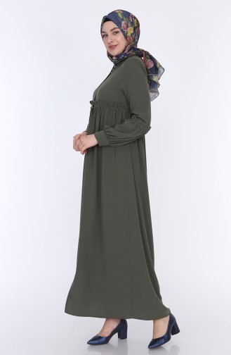 Ruffled Summer Abaya 5928-05 Khaki 5928-05