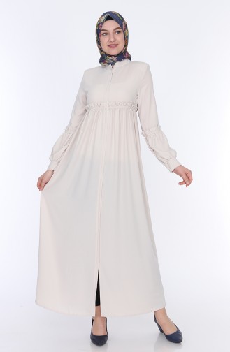 Ruffled Summer Abaya 5928-06 Beige 5928-06