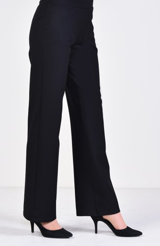 Beli Lastikli Bol Paça Pantolon 2052A-04 Siyah 2052A-04