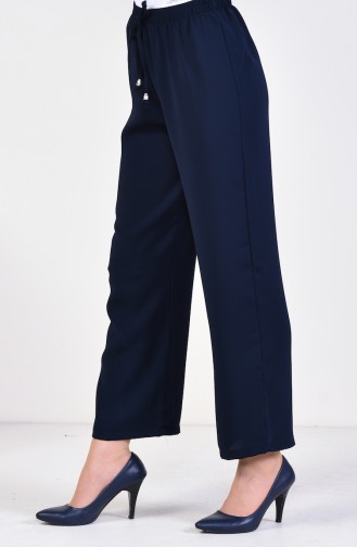 Waist Elastic linen Trousers 2087-01 Navy 2087-01