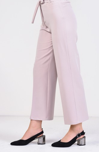 Belted Wide Leg Pants 0001-08 Beige 0001-08