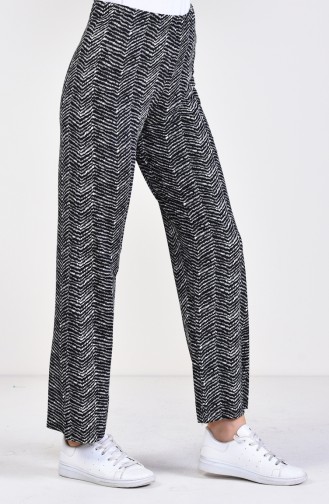 Patterned Summer Pants 7003-01 Black 7003-01