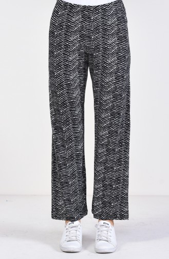 Patterned Summer Pants 7003-01 Black 7003-01