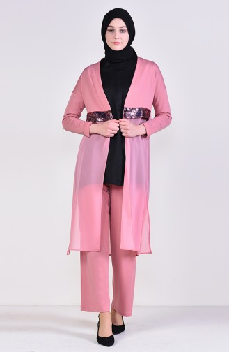 Sequined Jacket Pants Double Suit 0149-01 Rose Dry 0149-01