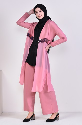 Sequined Jacket Pants Double Suit 0149-01 Rose Dry 0149-01