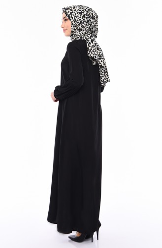 Viscose Sleeve Elastic Dress 1203-01 Black 1203-01