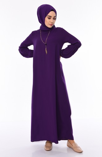 Elastic Sleeve Viscose Dress 1203-03 Purple 1203-03