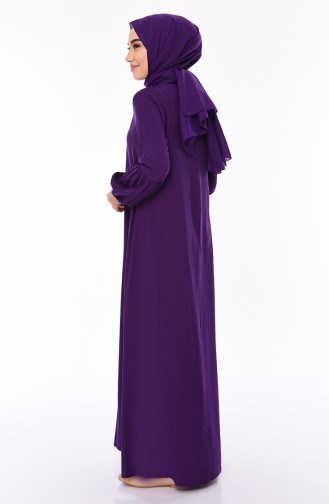 Elastic Sleeve Viscose Dress 1203-03 Purple 1203-03