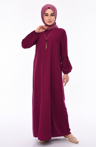 Elastic Sleeve Viscose Dress 1203-04 Plum 1203-04