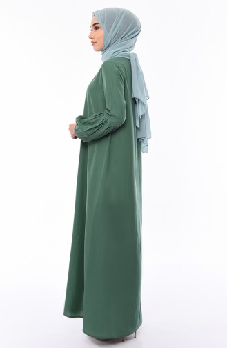 فستان فيسكوز بتصميم أكمام مزمومة 1203-05 لون أخضر فاتح 1203-05