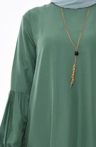 Elastic Sleeve Viscose Dress 1203-05 Almond Green 1203-05