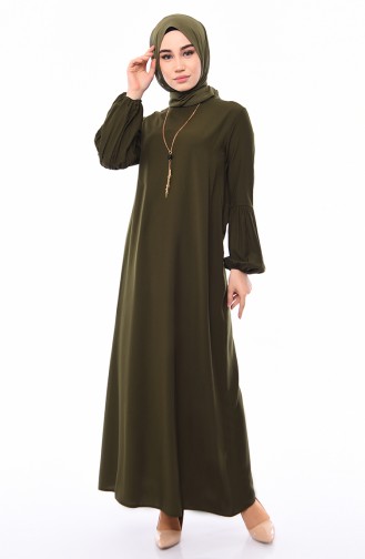 Robe Viscose à Manches Élastique 1203-06 Vert 1203-06