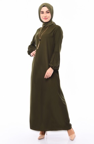 Robe Viscose à Manches Élastique 1203-06 Vert 1203-06