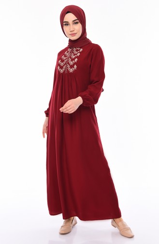 Front Embroidered Dress 5027-03 Bordeaux 5027-03