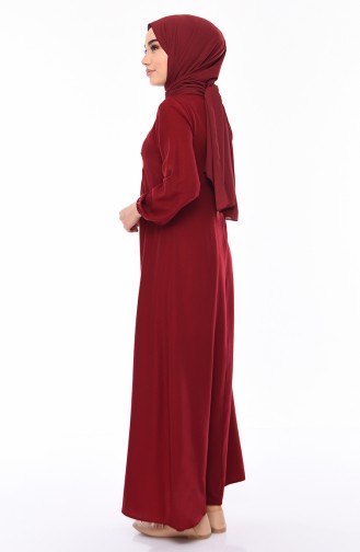 Weinrot Hijab Kleider 5027-03