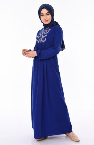 Saks-Blau Hijab Kleider 5027-04