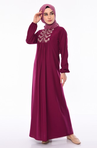 Front Embroidered Dress 5027-06 Plum 5027-06