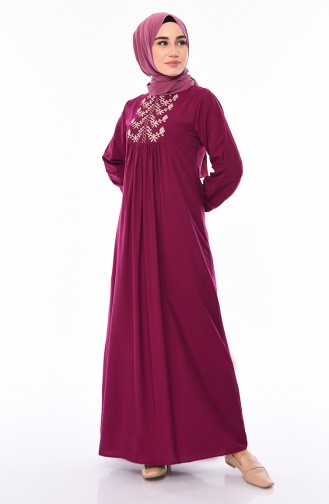 Front Embroidered Dress 5027-06 Plum 5027-06