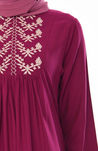 Front Embroidered Dress 5027-06 Plum 5027-06