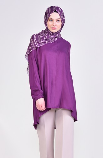 Elastic Sleeve Asymmetrical Tunic1179-02 Plum 1179-02