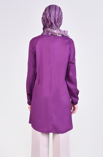 Elastic Sleeve Asymmetrical Tunic1179-02 Plum 1179-02