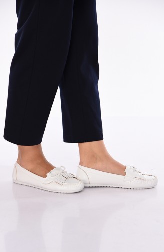 White Women`s Flats 125-04