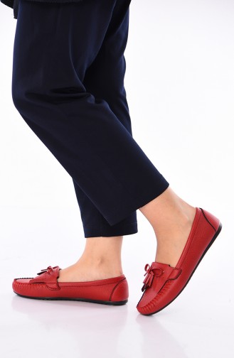 حذاء مسطح أحمر 125-07
