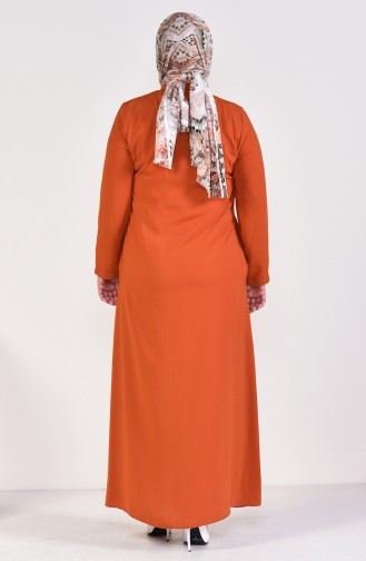 Abaya a Fermeture Grande Taille 0282-01 Orange 0282-01