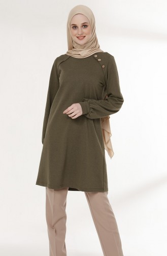 TUBANUR Button Detailed Tunic 3066-04 Khaki 3066-04