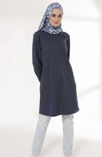 TUBANUR Button Detailed Tunic 3066-03 Indigo 3066-03