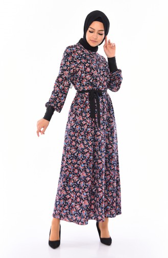 Dunkelblau Hijab Kleider 2061A-01