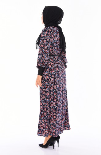 Dunkelblau Hijab Kleider 2061A-01