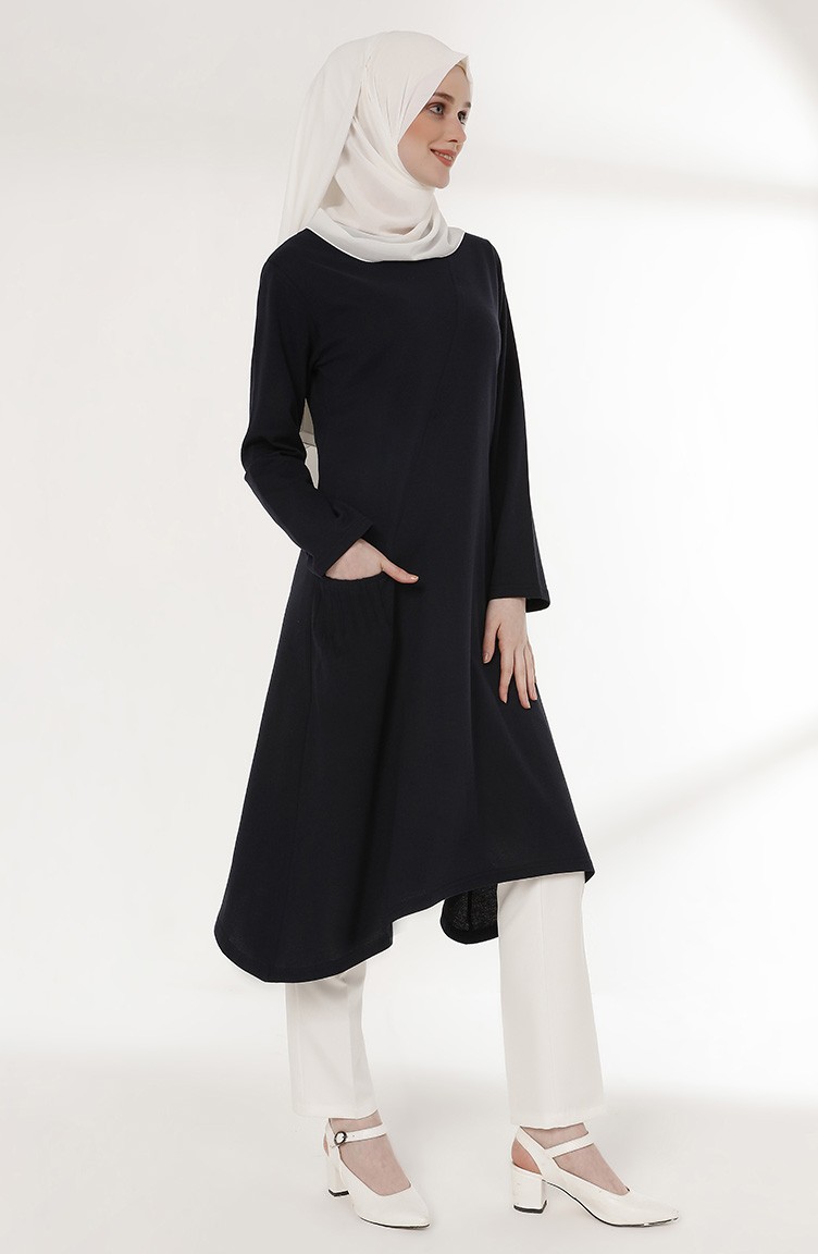 TUBANUR Pocket Detailed Tunic 3055-05 Navy Blue 3055-05 | Sefamerve