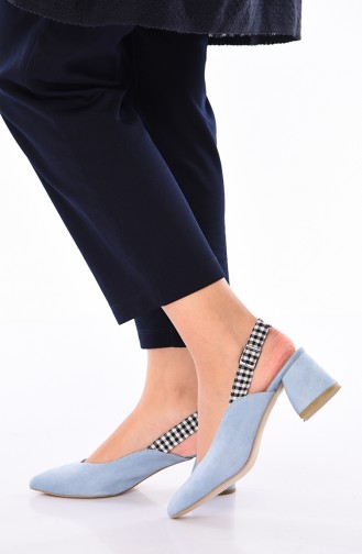 Women´s Suede Heeled Shoes 220K-04 Baby Blue 220K-04