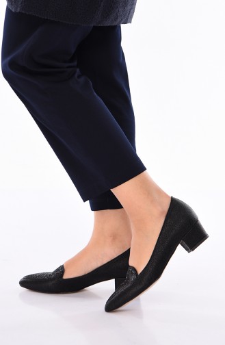Bayan Taşlı Topuklu Ayakkabı 301K-02 Siyah